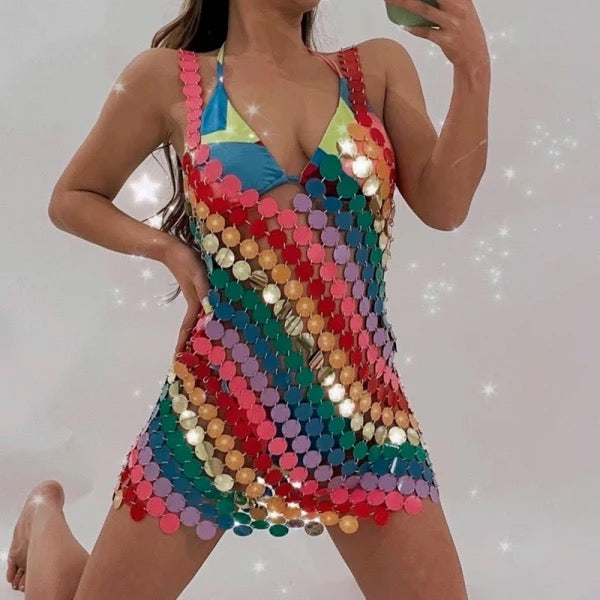 Chrishelle Rainbow Sequin Dress