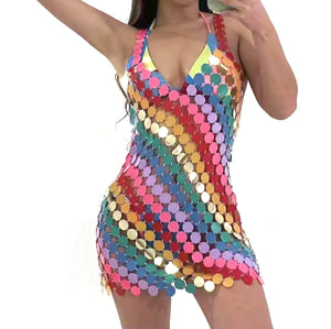 Chrishelle Rainbow Sequin Dress