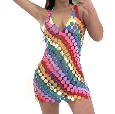 Chrishelle Rainbow Sequin Dress