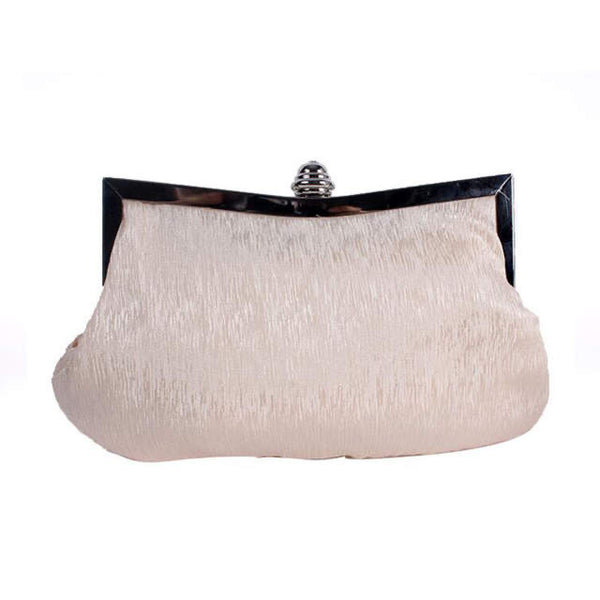 Woven Satin Evening Clutch Bag With Crystal Decoration