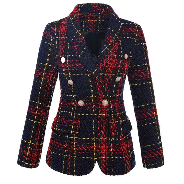 Red and Navy Tweed Coco Blazer