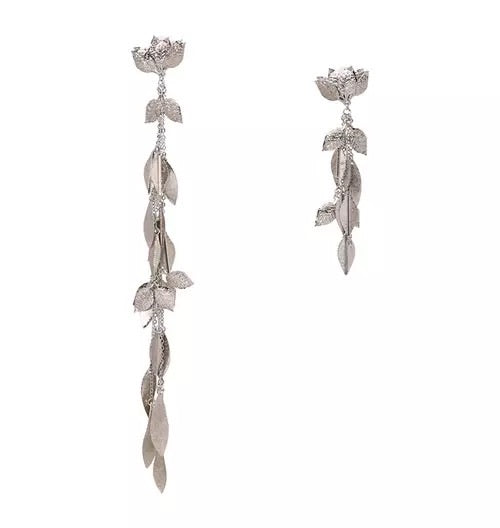 Gold Statement Dangly Leaf Earrings