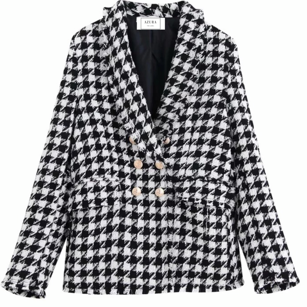 Black and White Houndstooth Blazer