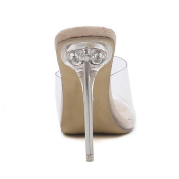 Open Toe High Heel Transparent Perspex Slipper Shoe