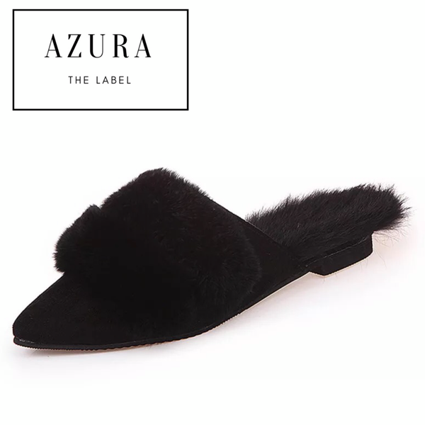 Pointed Toe Fluffy Slides