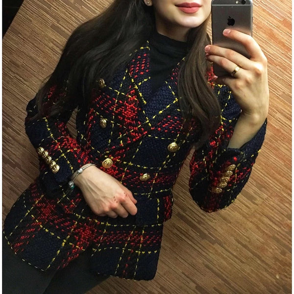 Red and Navy Tweed Coco Blazer