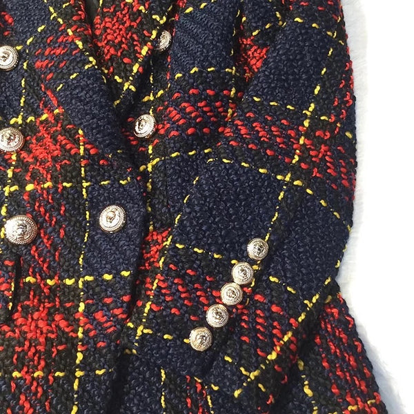 Red and Navy Tweed Coco Blazer