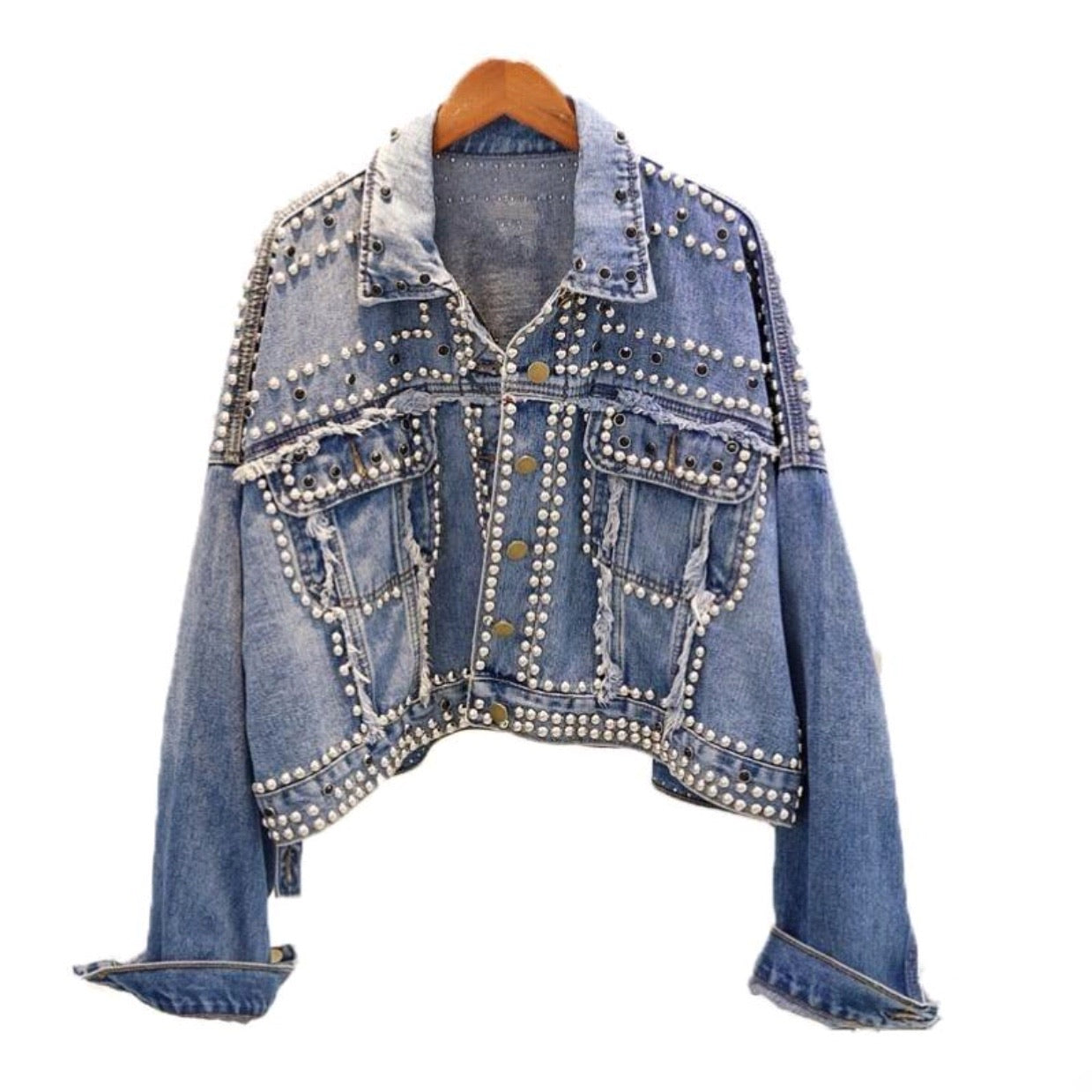 Oversized Denim Jacket With Studs