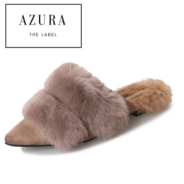 Pointed Toe Fluffy Slides