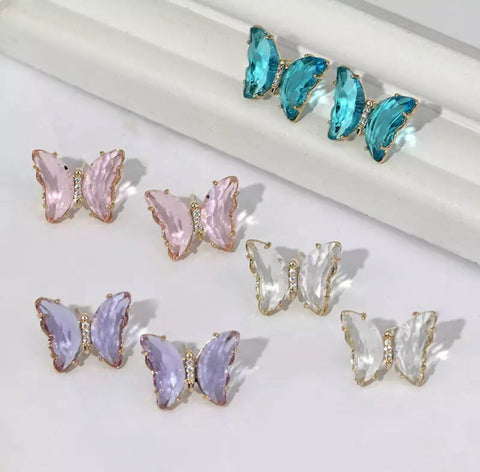 Crystal Butterfly Stud Earrings