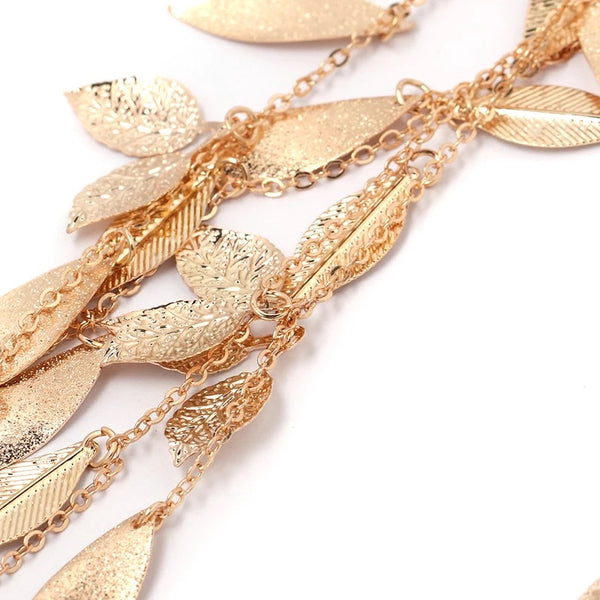 Gold Statement Dangly Leaf Earrings