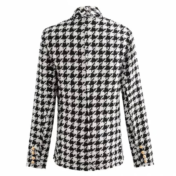 Black and White Houndstooth Blazer