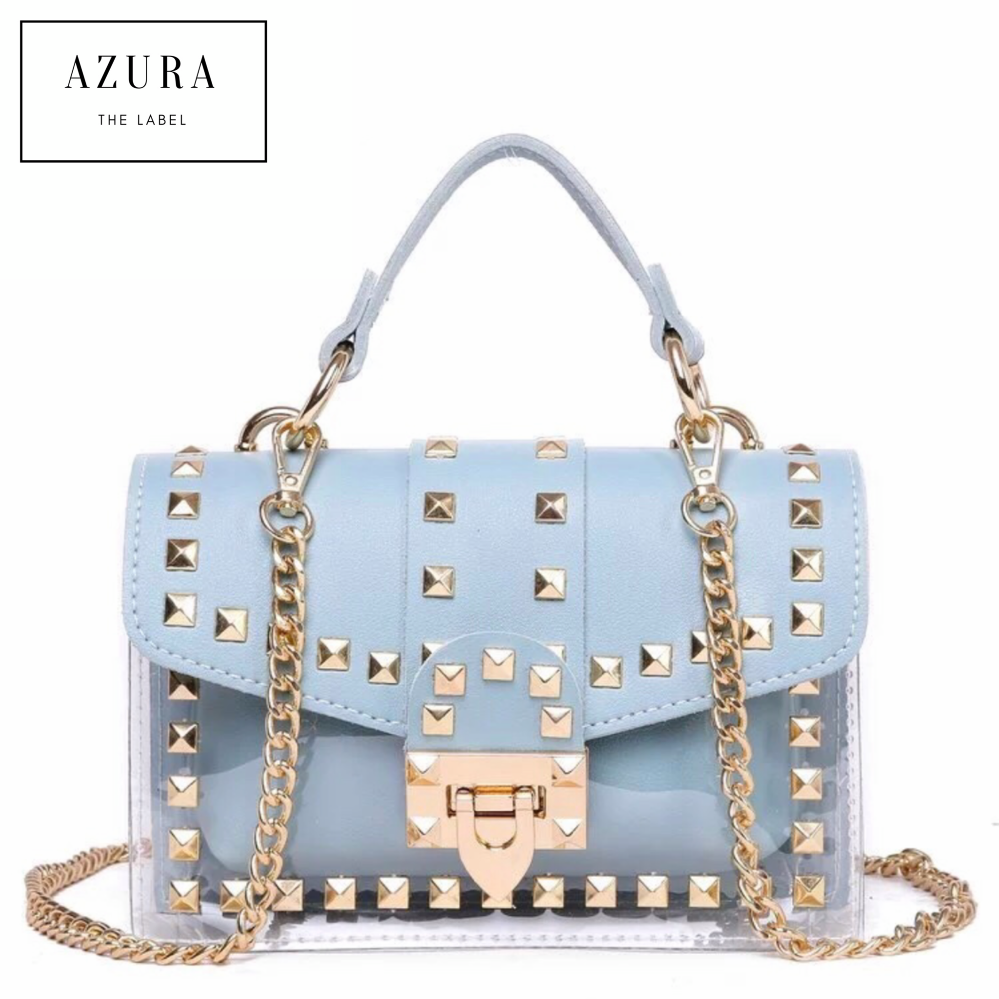 Baby Blue Rockstar Flap Tote Bag