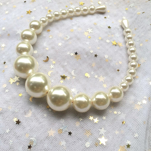 Oversize Large Ivory White Pearl Headband