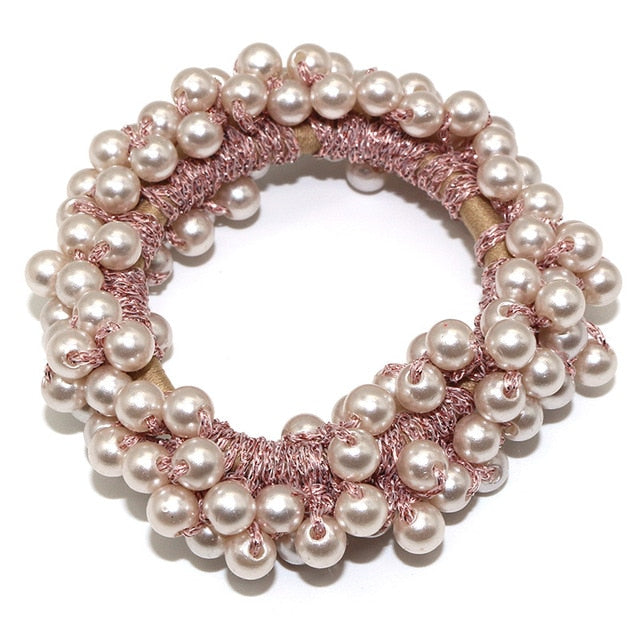 Elegant Pearl Beaded Elastic Hair Tie