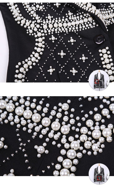 Ultra Luxe Pearl Beaded Black Blazer