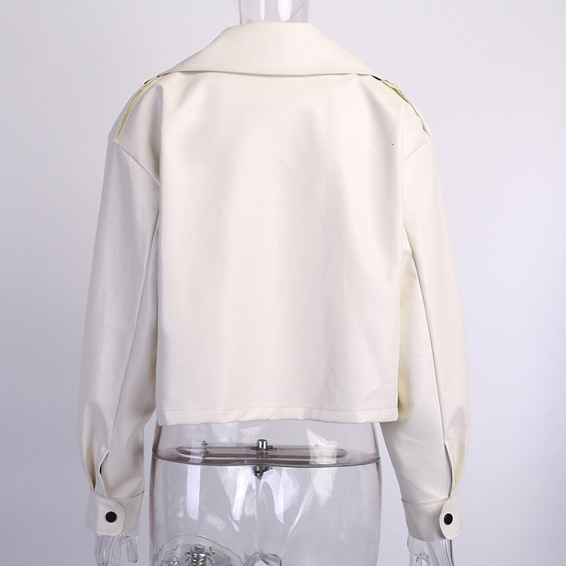 Oversized Turn Down Collar White Vegan Leather Jacket – AZURA THE LABEL