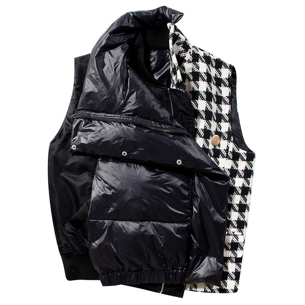 Puffa Houndstooth Asymmetrical Body Warmer Vest