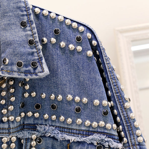 Oversized Denim Jacket With Studs