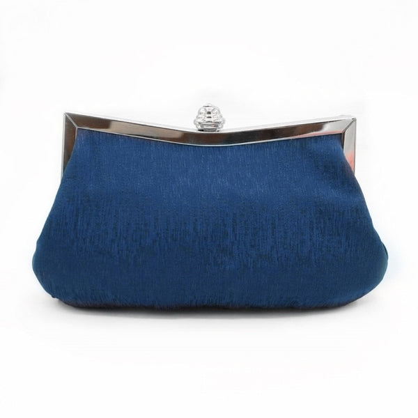 Woven Satin Evening Clutch Bag With Crystal Decoration