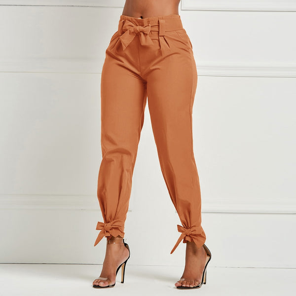 High Waist Bow Tie Casual Trouser Pants