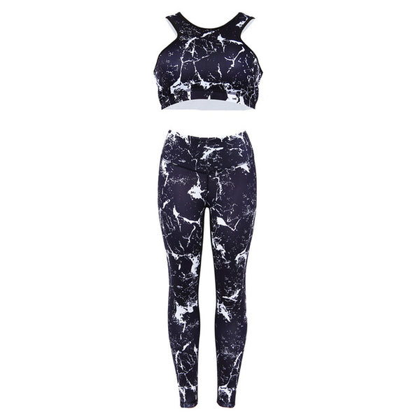 Two Piece Paint Splash Yoga Leggings and Sports Bra Set