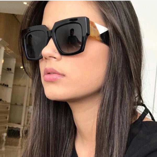 Square Oversized Vintage Patterned Sunglasses