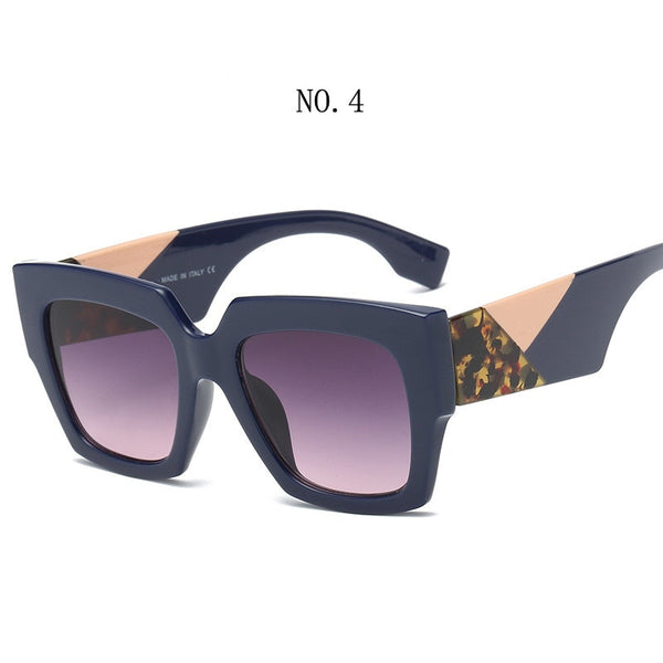 Square Oversized Vintage Patterned Sunglasses