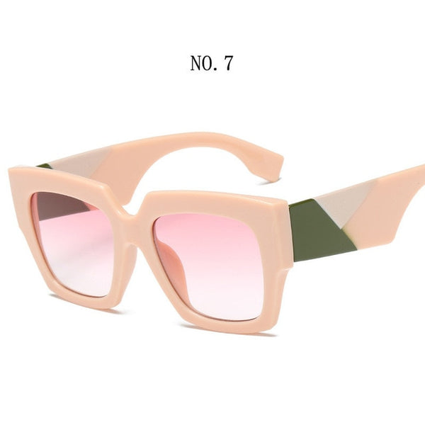 Square Oversized Vintage Patterned Sunglasses