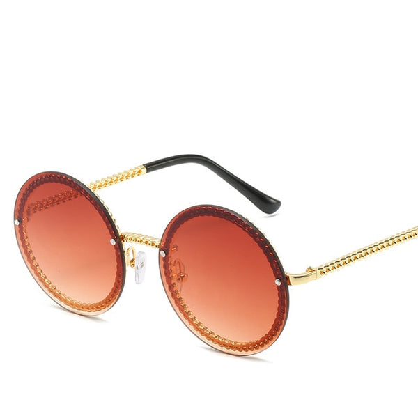 Round Rimless Chain Sunglasses