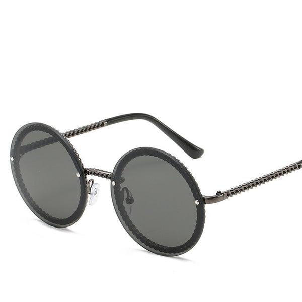 Round Rimless Chain Sunglasses