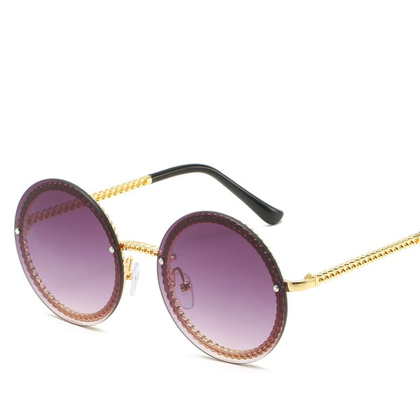 Round Rimless Chain Sunglasses