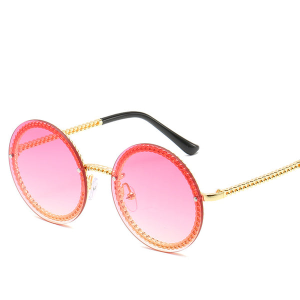 Round Rimless Chain Sunglasses