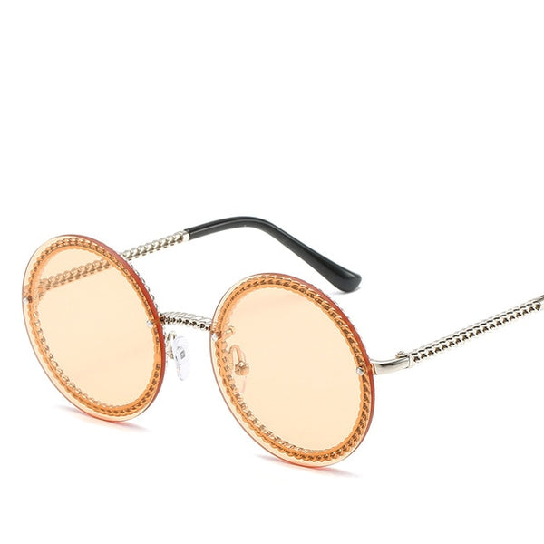 Round Rimless Chain Sunglasses